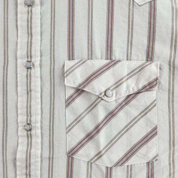 H Bar C Ranchwear Arco 1018 USA Western Pearl Snap Short Sleeve Striped Size 17 - Picture 4 of 16